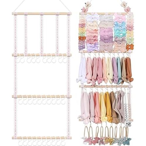 POVETIRE Headband Holder Hair Bows Organizer for Girls, Baby Headbands Hair Accessories Organizer Storage Wall Hanging Decor for Toddler Girls Room