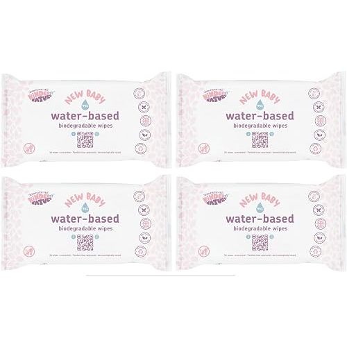 Kinder by Nature Water-Based Baby Wipes - 100% Biodegradable & Compostable, 224 Count (4 Packs of 56) - 99% Water, Plastic-Free Wipes