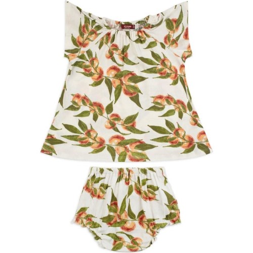 Peaches Organic Cotton Dress & Bloomer Set - Milkbarn Kids Dresses | Maisonette
