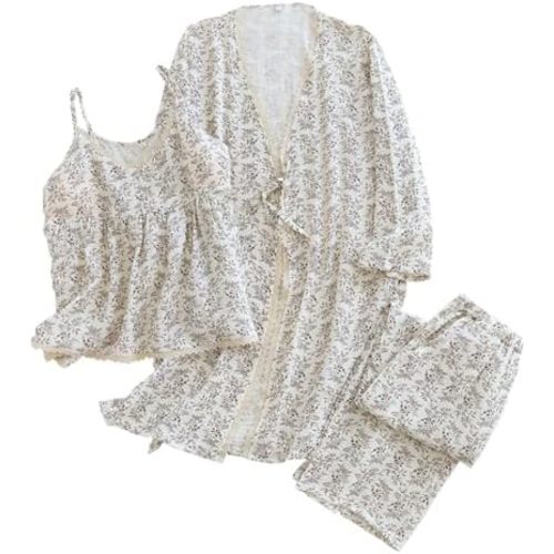Three Piece Pajama Set Women's Hanfu Japanese Kimono Pajamas Suit