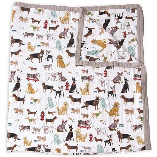Little Unicorn Premium Quilted Throw | Super Soft, Multi-Layered Muslin XL Blanket| Great for Kids & Families (Woof)