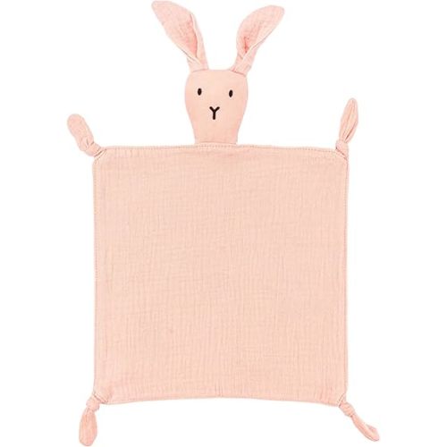 ZIGJOY Bunny Lovey Muslin Cotton Baby Security Blanket Soft Breathable Lovies for Babies Gifts for Newborn Infant Toddler Boys and Girls, Pink