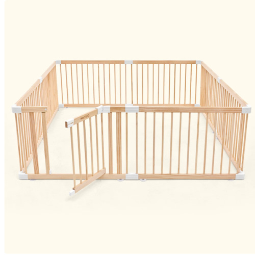 HARPPA Wooden Baby Gate Playpen | Non-Toxic Foldable DIY Adjustable Play Yard for Infants & Toddlers – Natural Finish Baby Fence for Small & Large Spaces