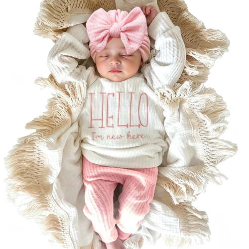 Ylsteed Newborn Baby Boy Girl Embroidery Long Sleeve Romper Leisure Clothes Outfits Bodysuit Baby Shower Coming Home Outfit Tops+Pants+Hat