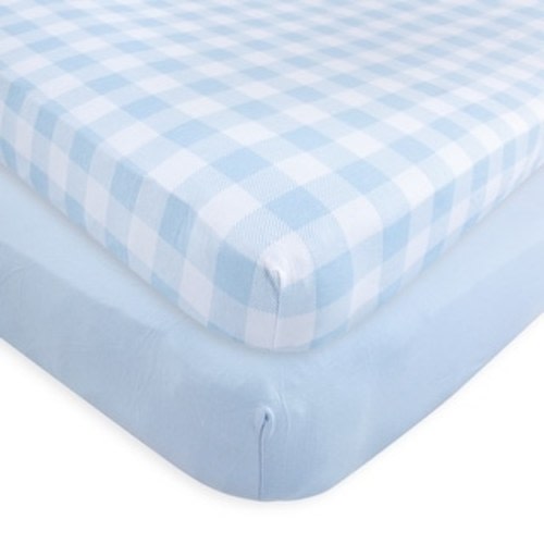 Touched by Nature Baby Boy Organic Cotton Crib Sheet, Plaid Solid Light Blue, One Size - Plaid Solid Light Blue - One Size