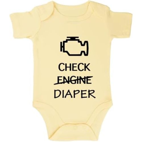 Check Engine Diaper Bodysuit - Baby Mechanic Outfit, Race Car Design, Funny