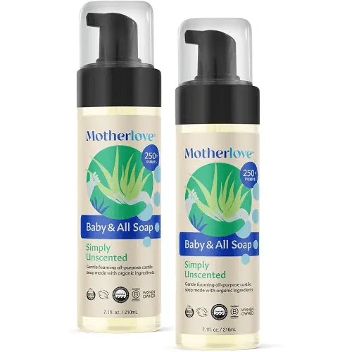 Motherlove Baby & All Soap (2 pack, 7.1 oz) Gentle Foaming All-Purpose Castile Soap Made with Organic Ingredients – Simply Unscented