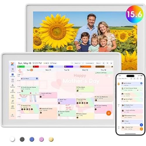 Westsee 15.6" Digital Calendar Frame – Interactive Touchscreen Eletronic Calendars, Smart Family Planner for Schedule, Photo Display, Meals, Chore Chart & Tasks, Wall & Desk Mountable (White)