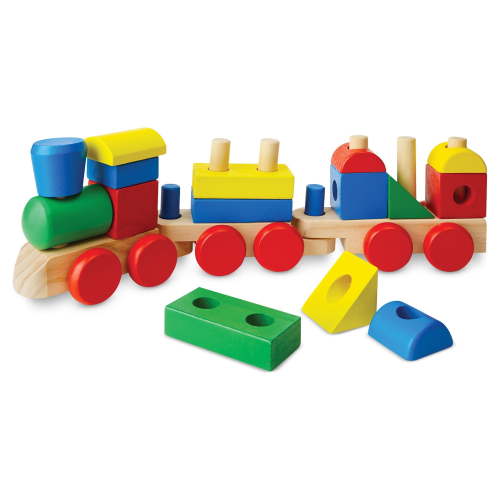 Melissa & Doug Wooden Stacking Train for Toddlers Ages 2-4, Colorful Wooden Blocks, 17 Inches Long