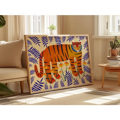 Lucky Tiger Art Print, Home Decor, Wall Decoration, Housewarming, Gift For Kitchen/Dining, Bedroom, Living Room, Illustration