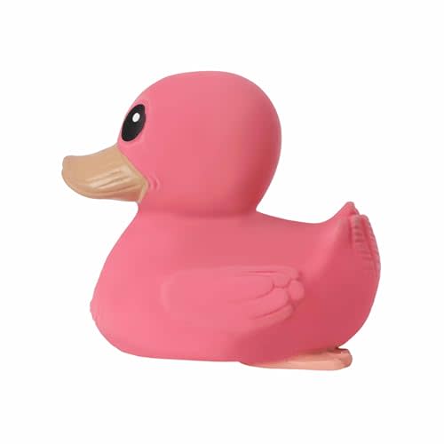 Hevea Kawan Mini Rubber Duck - 100% Natural Rubber Baby Bath Toy - Planet Friendly, Perfect for Playing, Teething, and Bathing - Powerful Pink