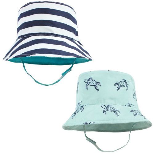Hudson Baby Infant Boy Sun Protection Hat, Sea Turtle Stripe, 0-12 Months