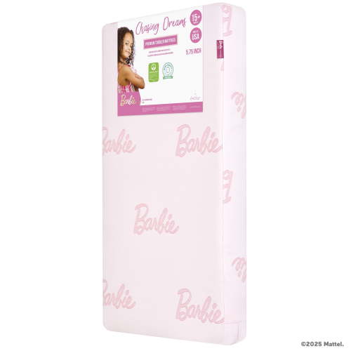Barbie Chasing Dreams 2 in 1 Crib & Toddler Mattress by Dream On Me, Pink