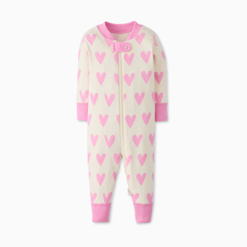 Hanna Andersson Baby Organic Cotton Footless Sleeper - Pink Hearts On Hearts, 0-3 M