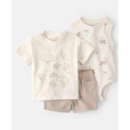 Baby Boys' Into The Wild Top, Bodysuit & Shorts, 3-Piece Set