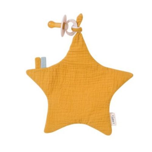 SARO Mustard Sensory Crinkle Star: Bright & Engaging Sensory Toy for Babies