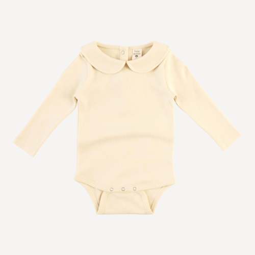 long sleeve peter pan bodysuit | oatmeal | organic cotton interlock