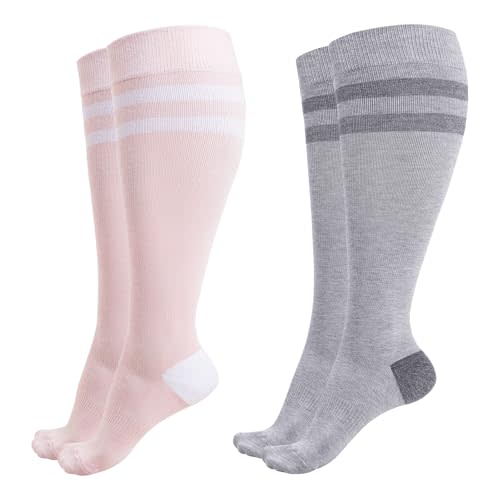 Momcozy Compression Socks for Women Wide Calf, 15-20mmHg Knee High Support Socks for Pregnancy, Nurses, Travel, Flying