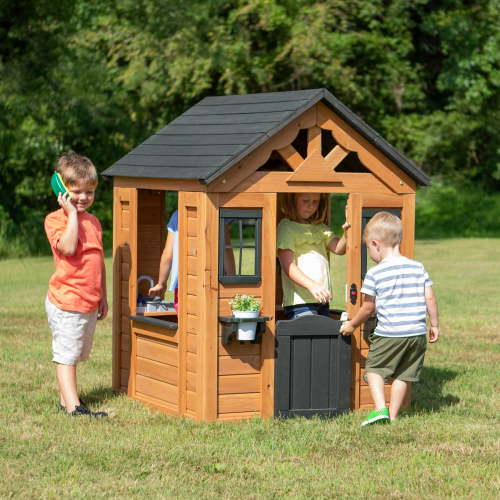 Backyard Discovery Sweetwater All Cedar Wood Kids Outdoor Wooden Playhouse Toy