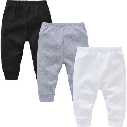 kavkas Infant and Toddler Active Pants Unisex Cotton Trousers Solid Color Baby Basic Jersey Leggings Boy Girl Bottoms