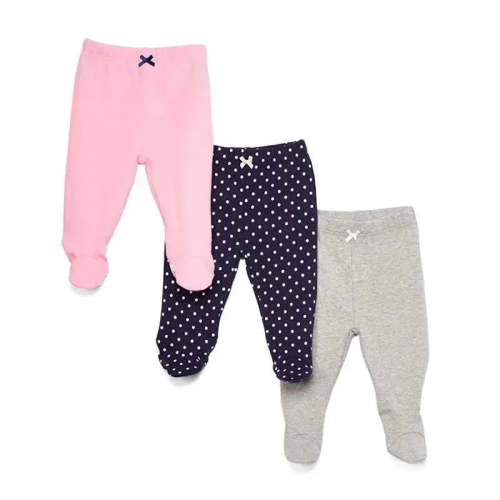 Spasilk - 3 Pack Footed Pants, Navy Dots