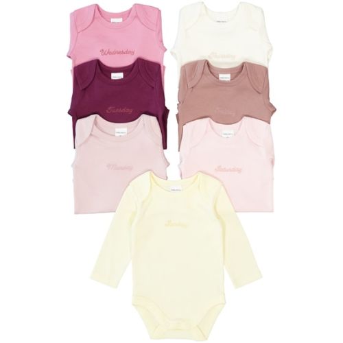 Light Pink Baby Days Of The Week 7 Pack Long Sleeve Bodysuit | Best&Less™ Online