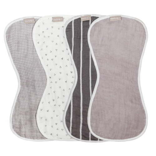 WeeSprout Unisex Organic Towel Cotton Burp Cloths, Four Ultra-Absorbent Layers, Neutral, Set of 4