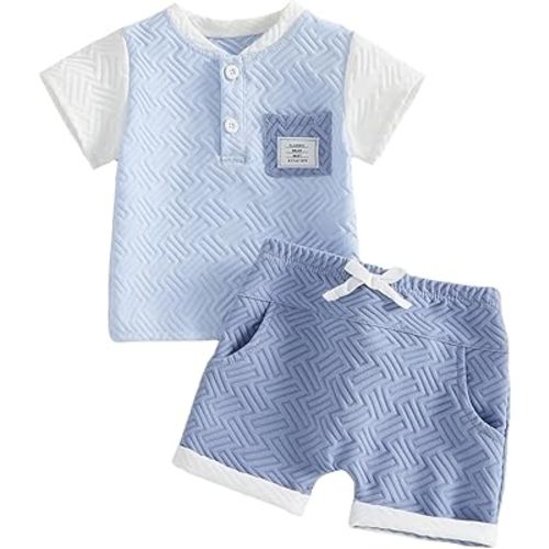 Thorn Tree Toddler Boys Clothes Set Short Sleeve T-shirt Top Elastic Waist Pocket Shorts Solid 2Pcs Outfits