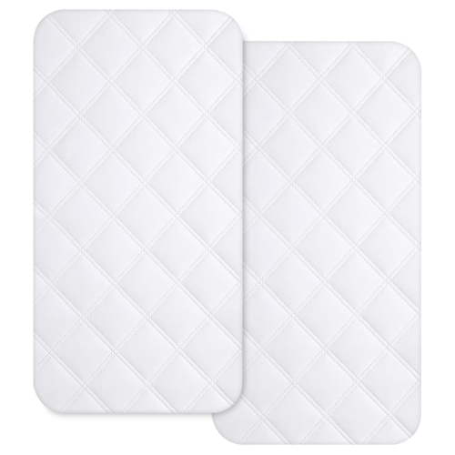 Yoofoss Baby Bassinet Mattress Protector for Boys and Girls 34X19in, Waterproof Crib Pad Cover for Hourglass/Oval