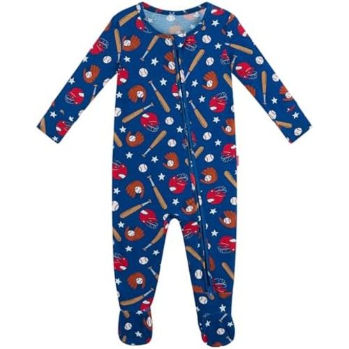 Bamboo Viscose Baby Boys Footie Pajama Long Sleeve One-piece Romper 2-Way Zipper Jumpsuit
