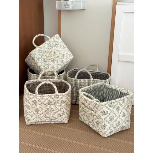 Floral Pattern Fabric Storage Basket, Portable Underwear Sundries Finishing Basket, Home Organizer, Home Organization and Storage for Kitchen Bathroom Bedroom Living Room Dorm Office - TikTok Shop