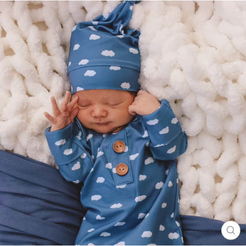 Sweet Dreams Newborn Baby Knot Gown & Hat