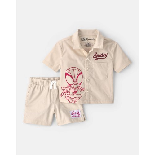 Baby Boy 2-Piece ©Marvel Spider-Man Top & Short Set - Khaki | Carter's