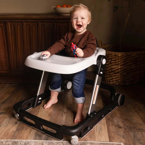 HARPPA Baby Walker for Babies 6-18 Months, Anti-Rollover, Seat and Height Adjustable, Black