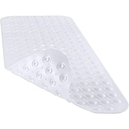 YINENN Bath and Shower Safety Mats 40x16 inch, Non Slip with Suction Cups for Bathroom Stall and Tub Floor, Extra Large and Machine Washable, Drain Holes Keep Bathtub Clean, White