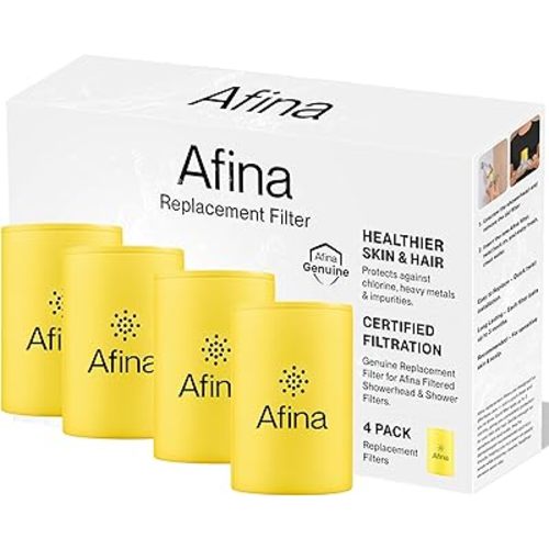 Afina Replacement Filter 4 Pack for Afina Filtered Showerhead & Shower Filter - Reduces Dry Itchy Skin, Dandruff, Eczema, and Dramatically Improves The Condition of Your Skin and Hair