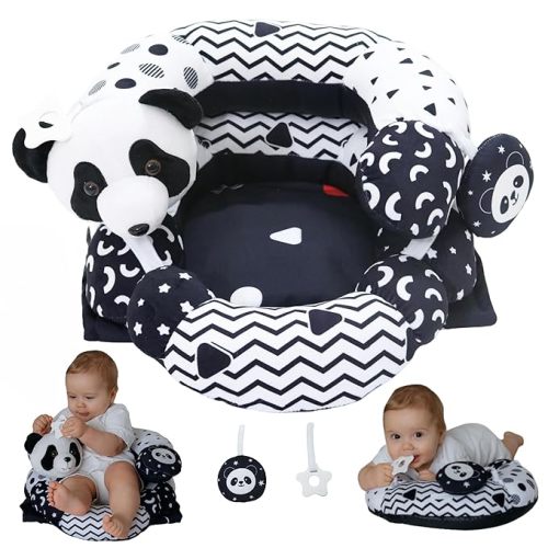 Aila+Aiden 2-in-1 Tummy Time Mat and Seated Support with Sensory Toys – for Newborns and Babies – Includes Detachable Cushion for Supervised Play & Head/Neck Development (Sage)