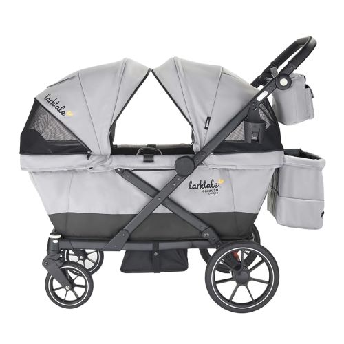 Larktale Caravan Coupe V2, Gray/Black - Compact Stroller/Wagon for Kids & Babies - Seats up to Two with 147 lbs. Total Weight Capacity - Dual Sun Canopies, Reclining Seats - 2024 Version