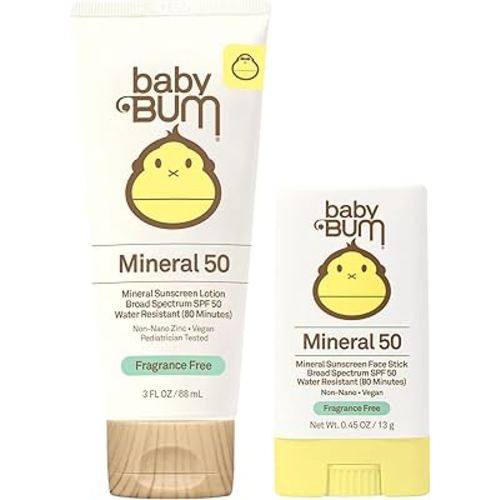 Sun Bum Baby Bum Spf 50 Sunscreen Face Stick and Lotion Mineral Uva/uvb Face and Body Protection for Sensitive Skin Fragrance Free Travel Size