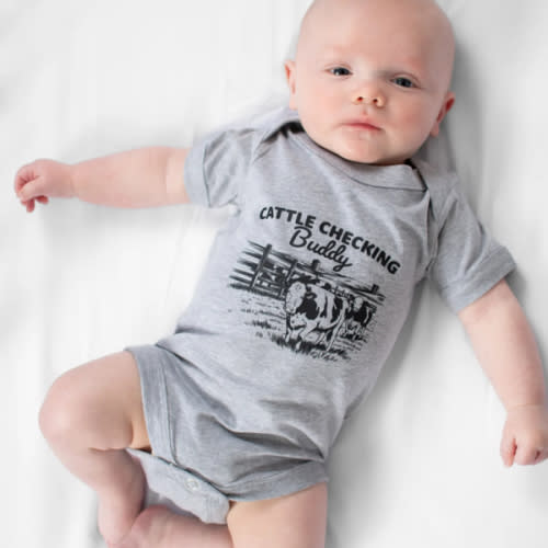 'Cattle Checking Buddy' Gray Onesie – American Farm Company