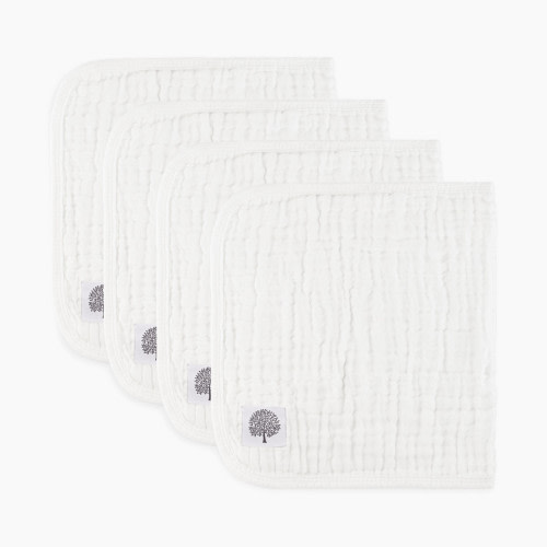 Parker Baby Co. Muslin Cotton Burp Cloths (4-Pack) - White Set