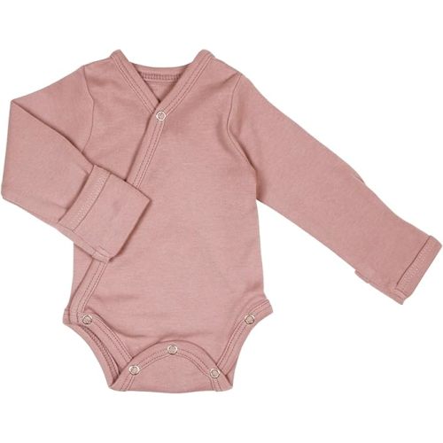 L'ovedbaby Unisex Baby 100% Organic Kimono Bodysuit (Mauve, Preemie-NB)