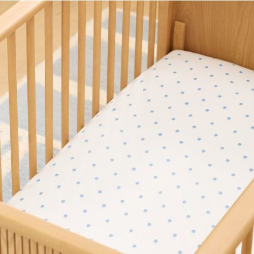 Blue Organic Shadow Dot Crib Fitted Sheet