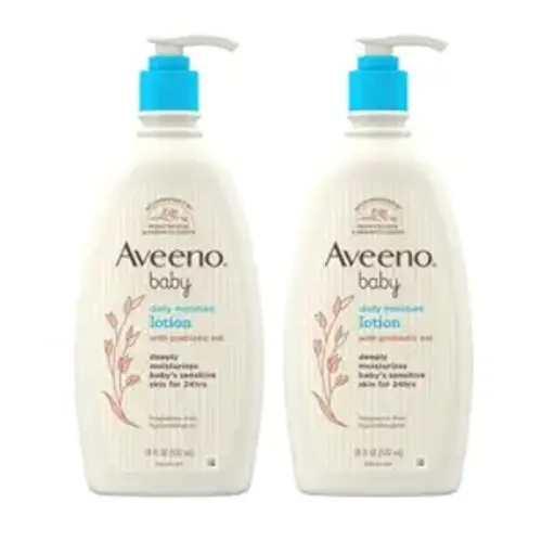 Aveeno Baby Daily Moisture Body Lotion, Fragrance-Free, 18 fl oz, 2 Pack