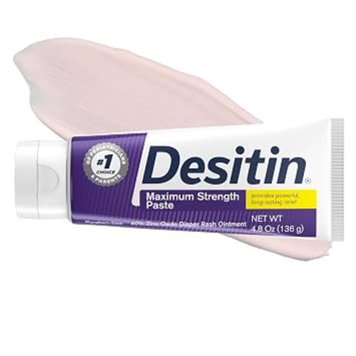 Desitin Maximum Strength Diaper Rash Paste, 40% Zinc Oxide, 4.8 oz | Helps Treat, Relieve & Prevent Diaper Rash, 40% Zinc Oxide, Immediate Relief, Protects up to 12 Hours, Hypoallergenic