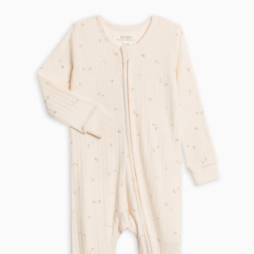 Maya Brushed Back Pointelle Footed Zipper Sleeper