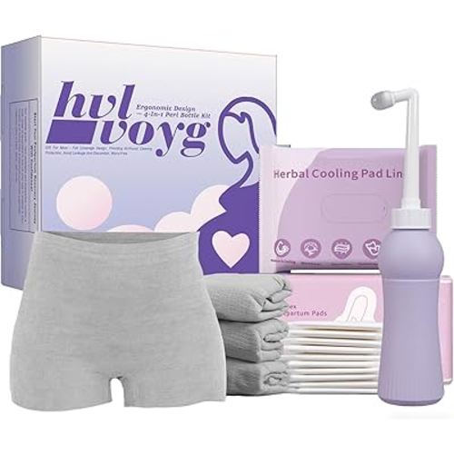 4-ln-1 Peri Bottle Postpartum Kit, 16 Pcs Postpartum Essentials, Gifts for New Moms, Labor Delivery Care Kit, Perineal Bottle, Postpartum Pads, Disposable Underwear, Cooling Pad Liners