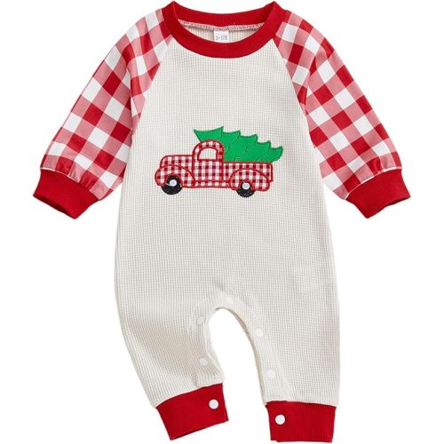 SAYOO Newborn Baby Girl Boy Thanksgiving Halloween Outfit Pumpkin Turkey Embroidered Contrast Waffle-Knit Romper Jumpsuit