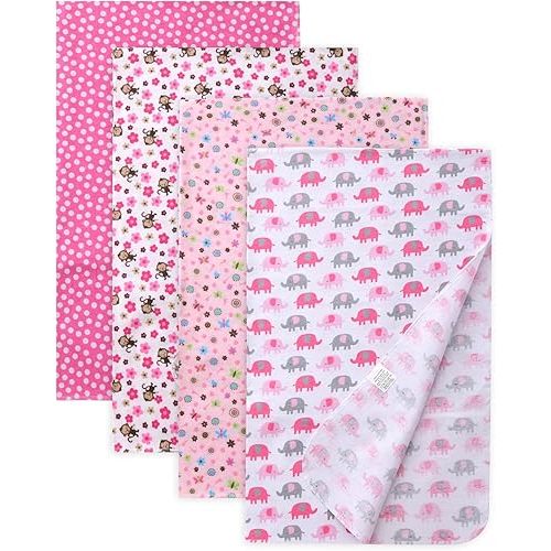 Gina Era Cotton Flannel Receiving Blankets Baby 4 Pcs, Baby Swaddle Blankets, Baby Flannel Blanket 30 X 40 Inch for Boy Girl (STYLE-18)