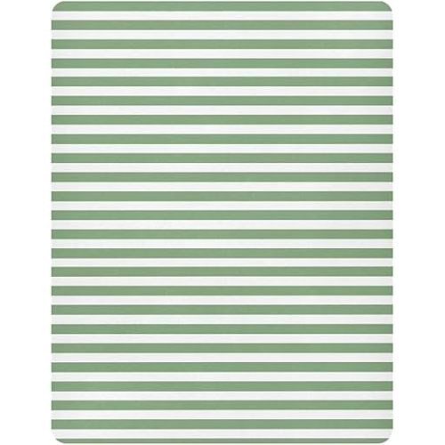 Sage Green Stripes Fitted Crib Sheets for Girls Boys Breathable Pack N Play Sheets Soft Toddler Crib Mattress Cover 39 * 27 * 5 in